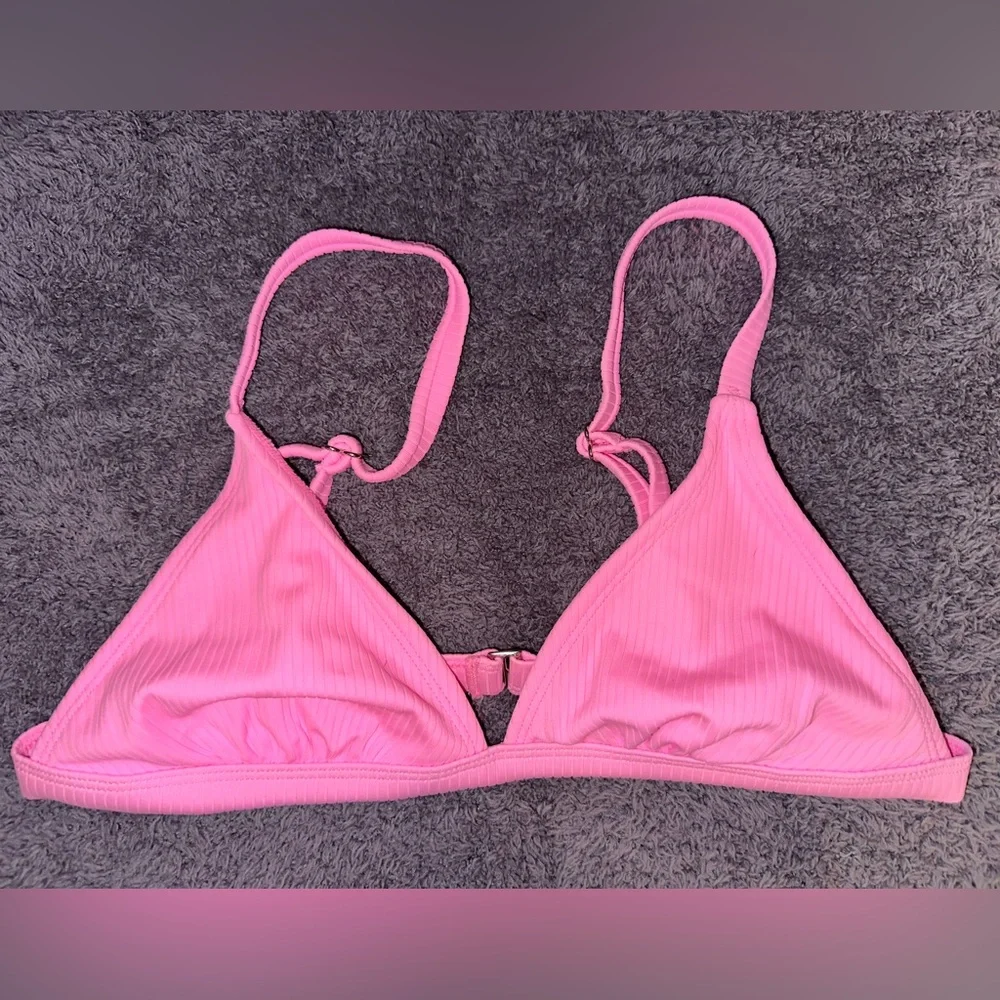 Pink Ribbed Triangle Bikini Set - Picture 2 of 8